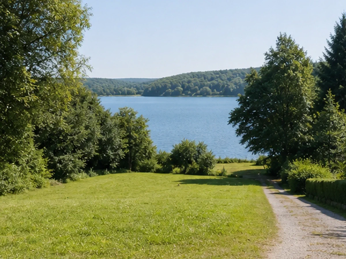 Unbebautes Grundstück mit Blick auf einen See